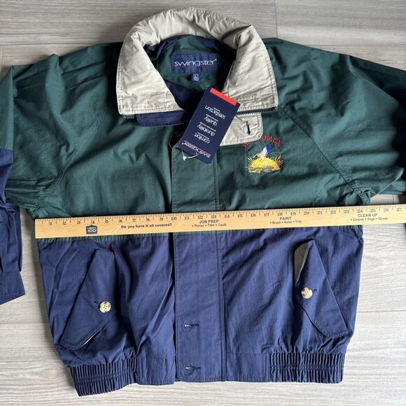 Vintage Swingster Jacket Windbreaker Mens L Ducks Back Full Zip With Hood NWT - Picture 7 of 14